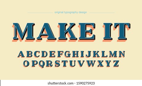 Blue Sans Serif Bold 3D Business Typography Artistic Font Design