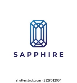 blue sapphire in line style logo design