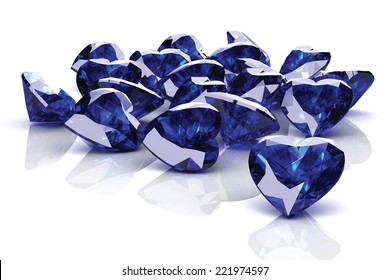 Blue Sapphire On White Background .Vector Illustration.