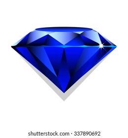 Blue sapphire on white background