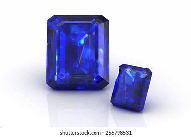 Blue Sapphire On White Background.Vector Illustration.