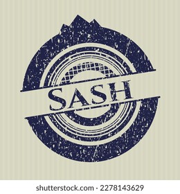 Blue Sash distress grunge style stamp. 