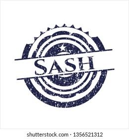 Blue Sash rubber stamp with grunge texture