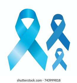 Blue satin ribbon, prostate cancer awareness symbol. Vector illustration