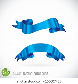 Blue Satin Ribbons Illustration, Icons, Button, Sign, Symbol, Logo with Sticker for Family, Festival Celebration, Baby, Children, Teenager, People