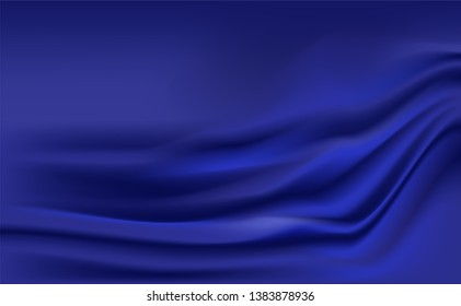 Blue Satin Silky Cloth Fabric Textile Drape with Crease 
Wavy Folds background.With soft waves and,waving in the wind
Texture of crumpled paper. object Vector,illustration