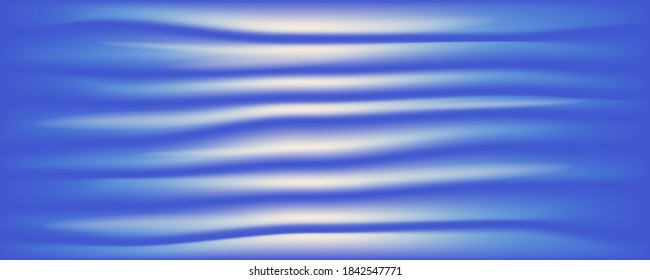 Blue satin silky fabric Textile drapery with pleats and wavy folds background. Soft waves and fluttering in the wind Texture of crumpled paper. object Vector, illustration, lapis lazuli