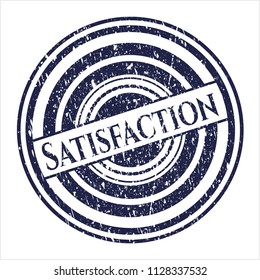 Blue Satisfaction distressed rubber stamp