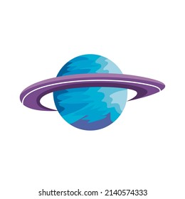 blue saturn planet space icon