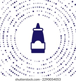 Blue Sauce bottle icon isolated on white background. Ketchup, mustard and mayonnaise bottles with sauce for fast food. Abstract circle random dots. Vector
