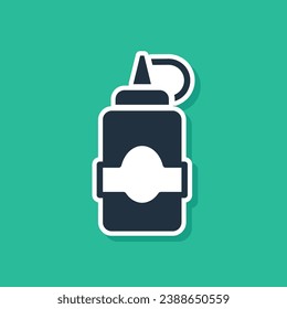 Blue Sauce bottle icon isolated on green background. Ketchup, mustard and mayonnaise bottles with sauce for fast food.  Vector