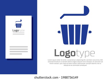 Blue Sauna bucket and ladle icon isolated on white background. Logo design template element. Vector