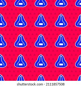 Blue Sauna hat icon isolated seamless pattern on red background.  Vector