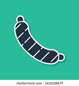 Blue Sausage icon isolated on green background. Grilled sausage and aroma sign.  Vector Illustration