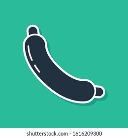 Blue Sausage icon isolated on green background. Grilled sausage and aroma sign.  Vector Illustration
