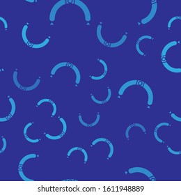 Blue Sausage with steam icon isolated seamless pattern on blue background. Grilled sausage and aroma sign.  Vector Illustration