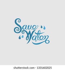 Blue Save Water Typographical Design Elements.World Water Day icon.March,22.Minimalistic design for World Water Day concept.Vector illustration
