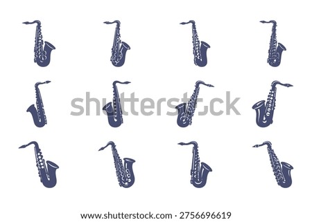 blue saxophone musical instrument pattern