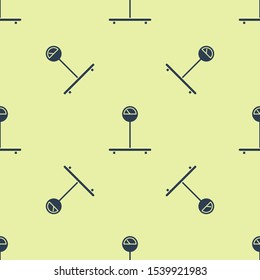 Blue Scale icon isolated seamless pattern on yellow background. Logistic and delivery. Weight of delivery package on a scale.  Vector Illustration