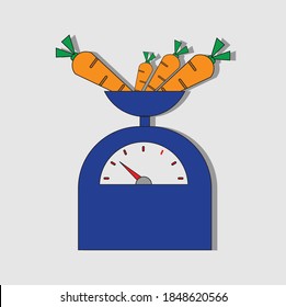 the blue scale object serves to weigh items such as weighing carrots