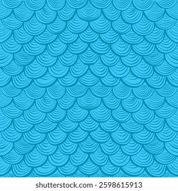 Blue scallop zentangle seamless pattern. Vector illustration