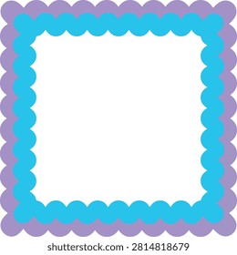 Blue Scalloped Square Border Frame Vector Illustration Decorative Rounded Shape Modern Printable Border Element