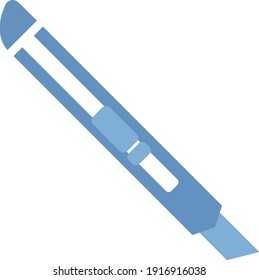 Blue scalpel, illustration, vector on white background.