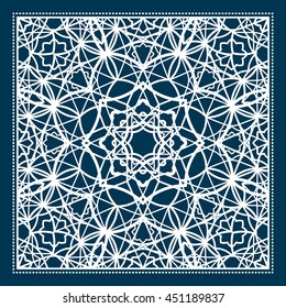 Blue scarf design with geometric pattern. Vector illustration