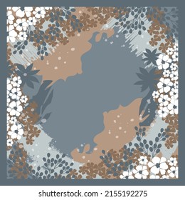 blue scarf with flower border design