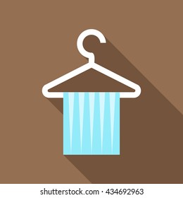 Blue scarf on coat hanger icon, flat style