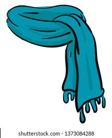 A blue scarf rolled up vector color drawing or illustration 