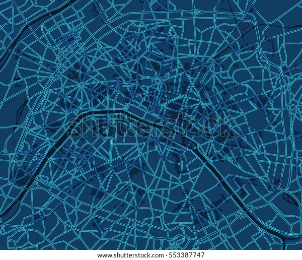 Blue Scheme Paris France City Plan Stock Vector Royalty Free