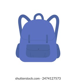 Mochila escolar azul, bolso con bolsillos para libros y suministros de Ilustración vectorial estudiantil