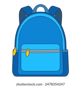 Ilustración de la mochila de la escuela azul aislada sobre fondo transparente