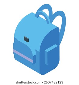 Blue school backpack in isometric style, perfect for back to school themed designs