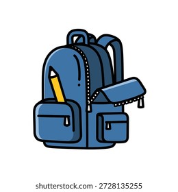 Mochila escolar azul con lápiz y cuaderno de estilo de dibujos animados suministros educativos