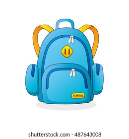 Blue school bag. Icon isolated.