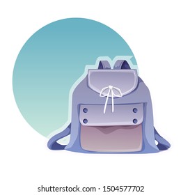 blue school bag template, back to school icon