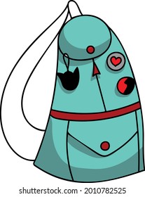 Bolsa de escuela azul, patrón de línea de icono vector