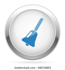 Blue School Bell icon on white glossy chrome app button