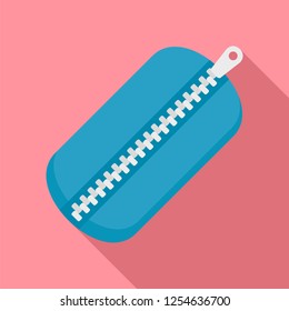 Blue school box icon. Flat illustration of blue school box vector icon for web design