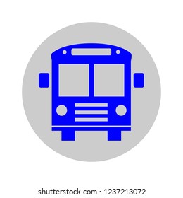 Blue school bus in a circle icon