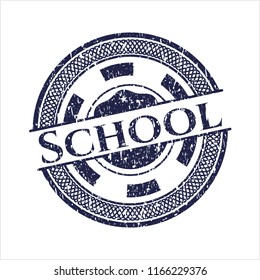 Blue School distressed rubber grunge stamp