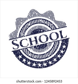 Blue School grunge stamp