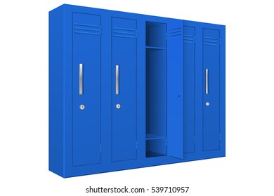 Blue school lockers. Vector illustration isolated on white background.