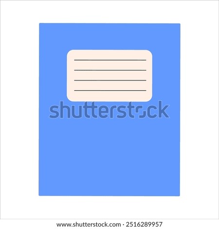 Blue school notebook top view. Bright vector illustration for educational content and learning materials