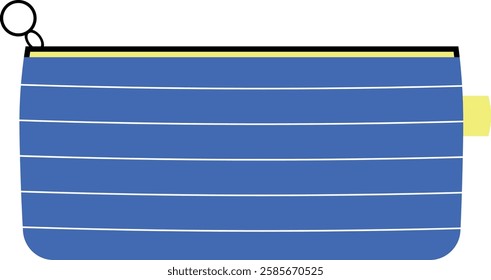 Blue school pencil case. Isolated vector illustration in flat style.