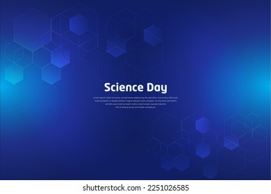 Fondo de diseño del Día de la Ciencia Azul. Antecedentes brillantes de ciencia y tecnología 