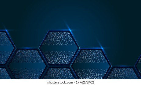 Blue scientific concept background with copy space, illustration vector.	
