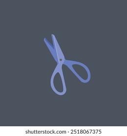 blue scissor in flat vector design.